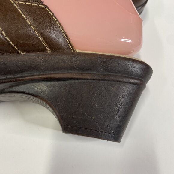 Naturalizer Brown Leather Clogs Women's Sz 10M Lial Mules S110 Metal Accents - Picture 10 of 15